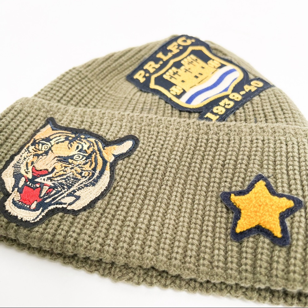 Polo Ralph Lauren Tiger Patch Naval Tailors Knit Beanie Hat - Picture 4 of 13